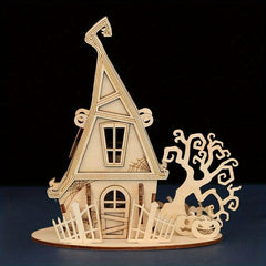 DIY Ghost House Wooden Puzzle for Kids - Halloween Series