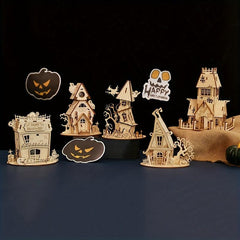DIY Ghost House Wooden Puzzle for Kids - Halloween Series