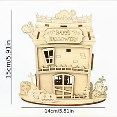 DIY Ghost House Wooden Puzzle for Kids - Halloween Series