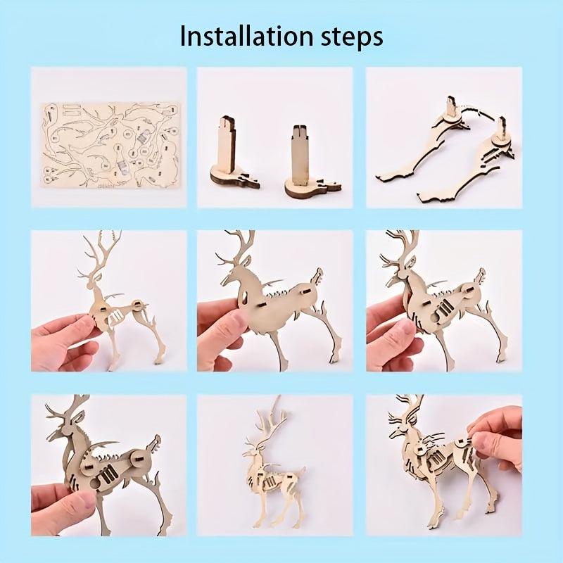 3D Animal Puzzle DIY Toy Wooden Decoration