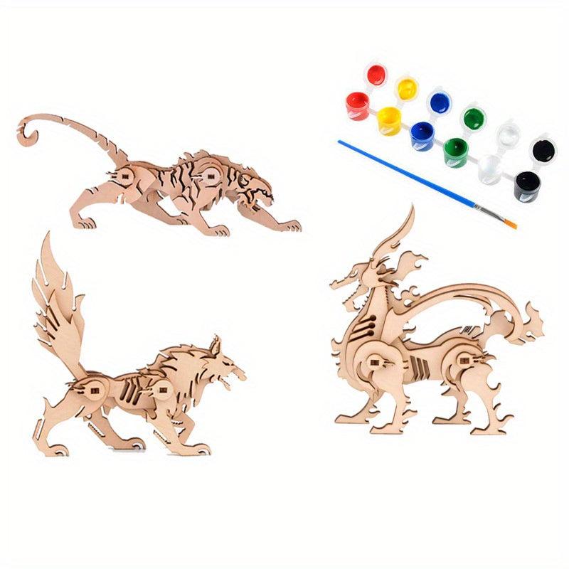 3D Animal Puzzle DIY Toy Wooden Decoration