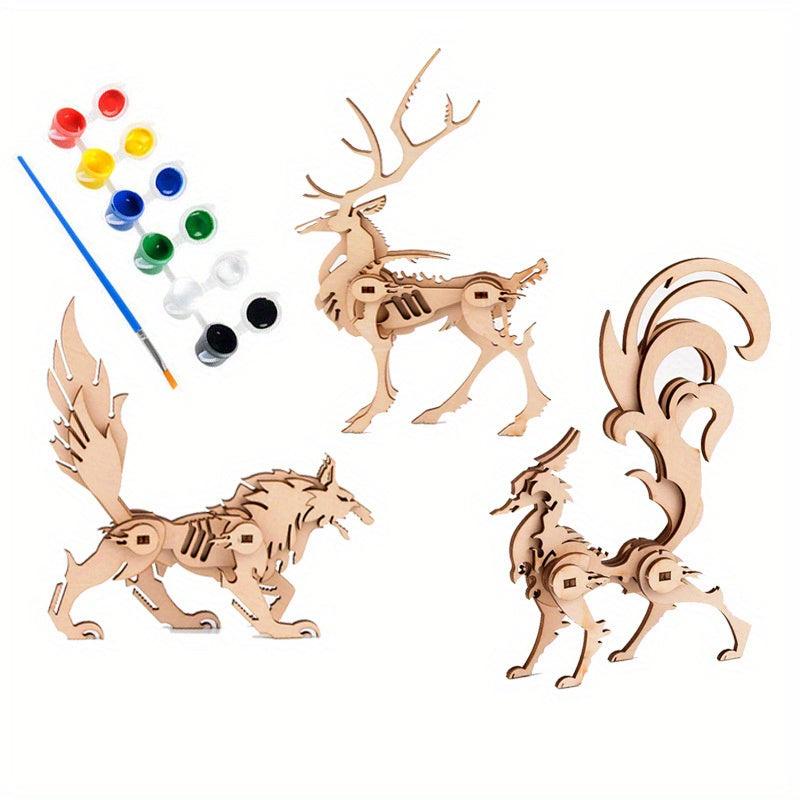 3D Animal Puzzle DIY Toy Wooden Decoration