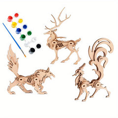 3D Animal Puzzle DIY Toy Wooden Decoration