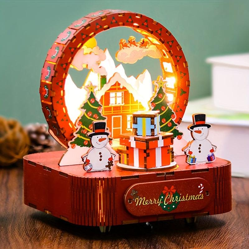 DIY Music Box Christmas Night Rotating Wooden Horse