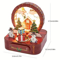 DIY Music Box Christmas Night Rotating Wooden Horse