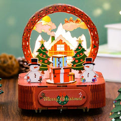 DIY Music Box Christmas Night Rotating Wooden Horse