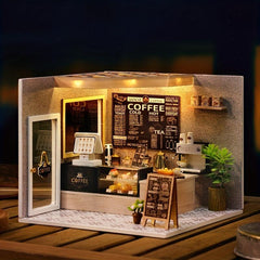 3D Coffee Shop Puzzle DIY House Assembly Model Gift Girls Kids Toy