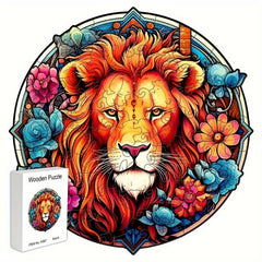 Wooden Lion Jigsaw Puzzle Gift Irregular Shape Adult Stress Reduction Game