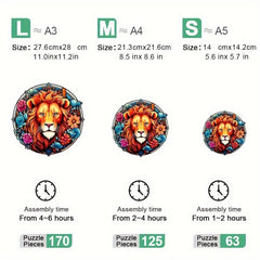 Wooden Lion Jigsaw Puzzle Gift Irregular Shape Adult Stress Reduction Game