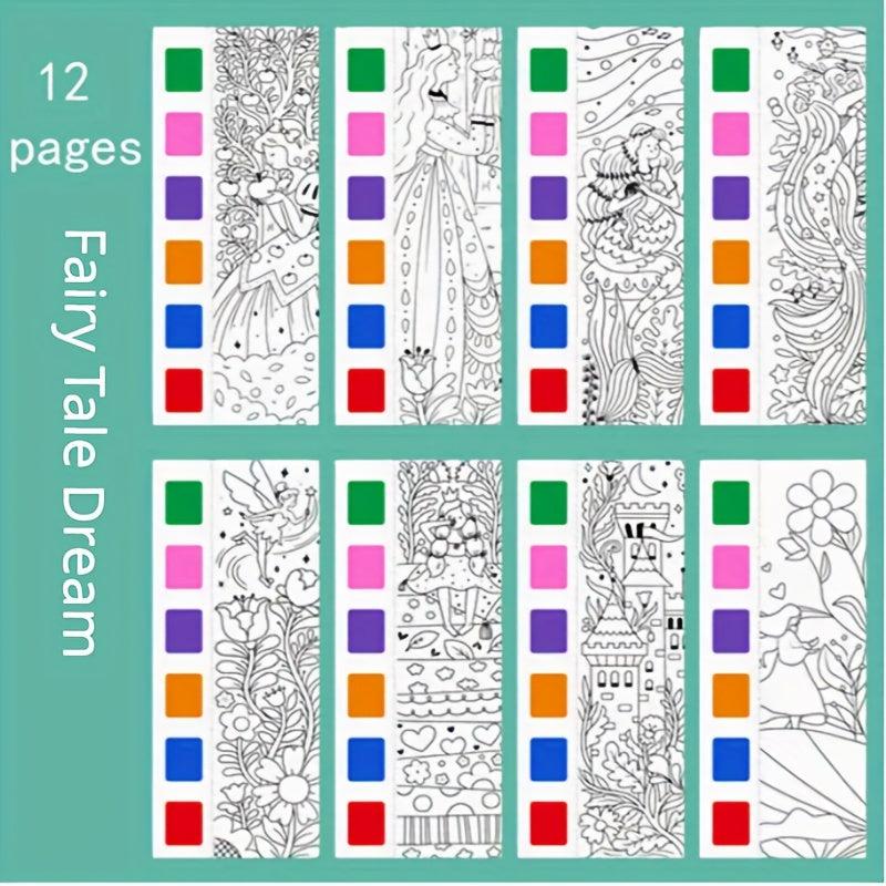 Watercolor Coloring Book Kids Drawing Paper Paintbrush Halloween