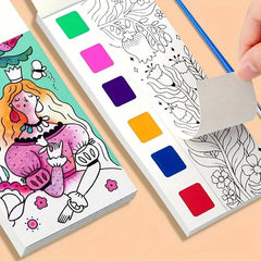Watercolor Coloring Book Kids Drawing Paper Paintbrush Halloween