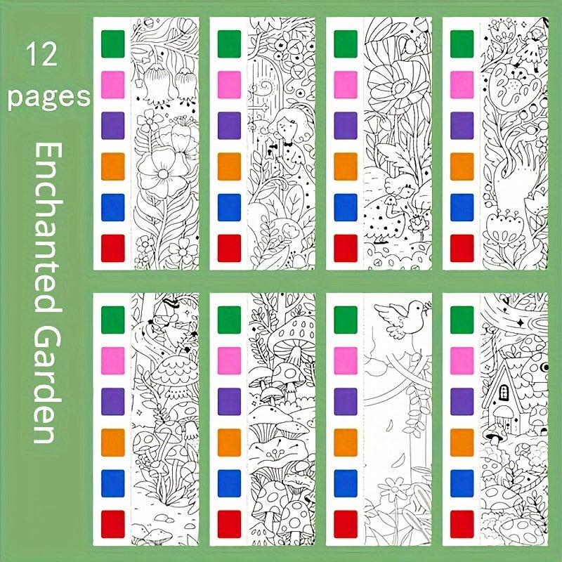 Watercolor Coloring Book Kids Drawing Paper Paintbrush Halloween