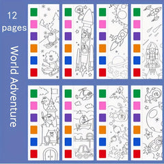 Watercolor Coloring Book Kids Drawing Paper Paintbrush Halloween
