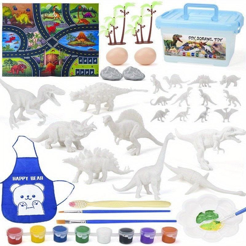 DIY Painted Dinosaur Model Coloring Game Set