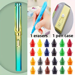 27pcs Colored Pencil Set with Case, Eraser, 24 Heads, 0.5mm Lead