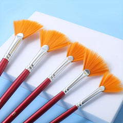 5pcs Nylon Hair Fan Brush Set for Watercolor & Acrylics