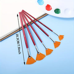 5pcs Nylon Hair Fan Brush Set for Watercolor & Acrylics