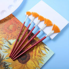 5pcs Nylon Hair Fan Brush Set for Watercolor & Acrylics