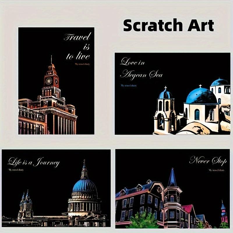 4pcs Scratch Art for Adults Rainbow Scratch Off Paper Set