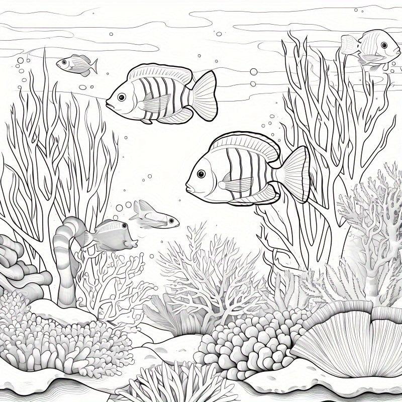 22pcs Fantasy Underwater World Coloring Book - Halloween Christmas Holiday Party