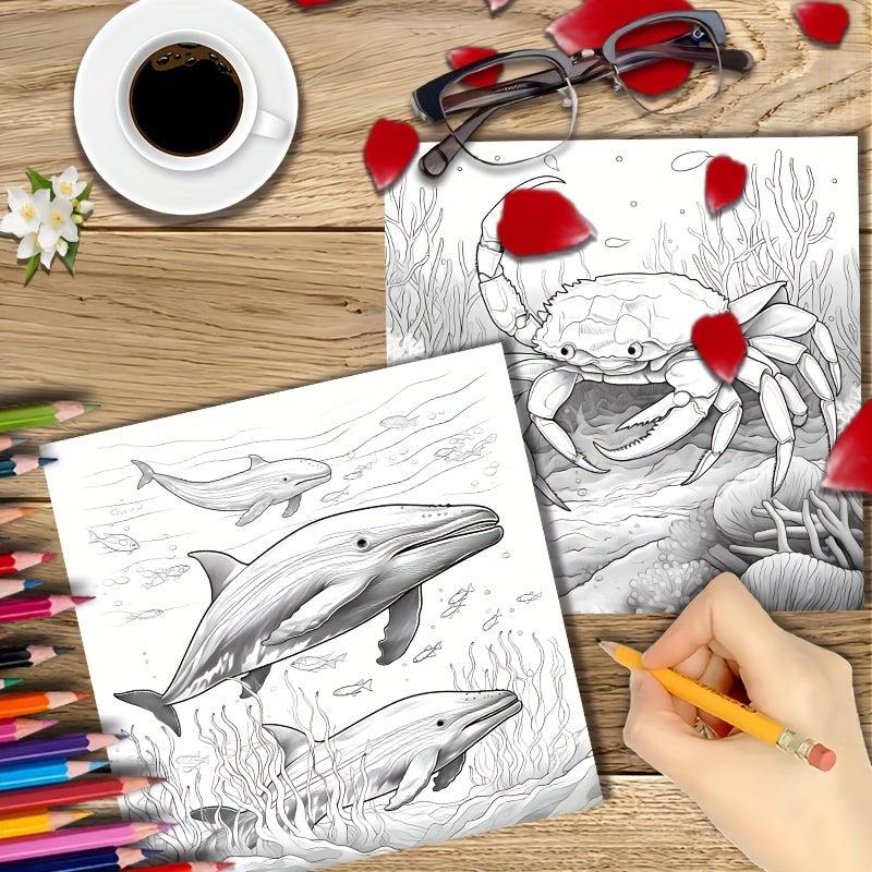22pcs Fantasy Underwater World Coloring Book - Halloween Christmas Holiday Party