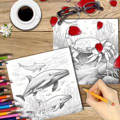 22pcs Fantasy Underwater World Coloring Book - Halloween Christmas Holiday Party