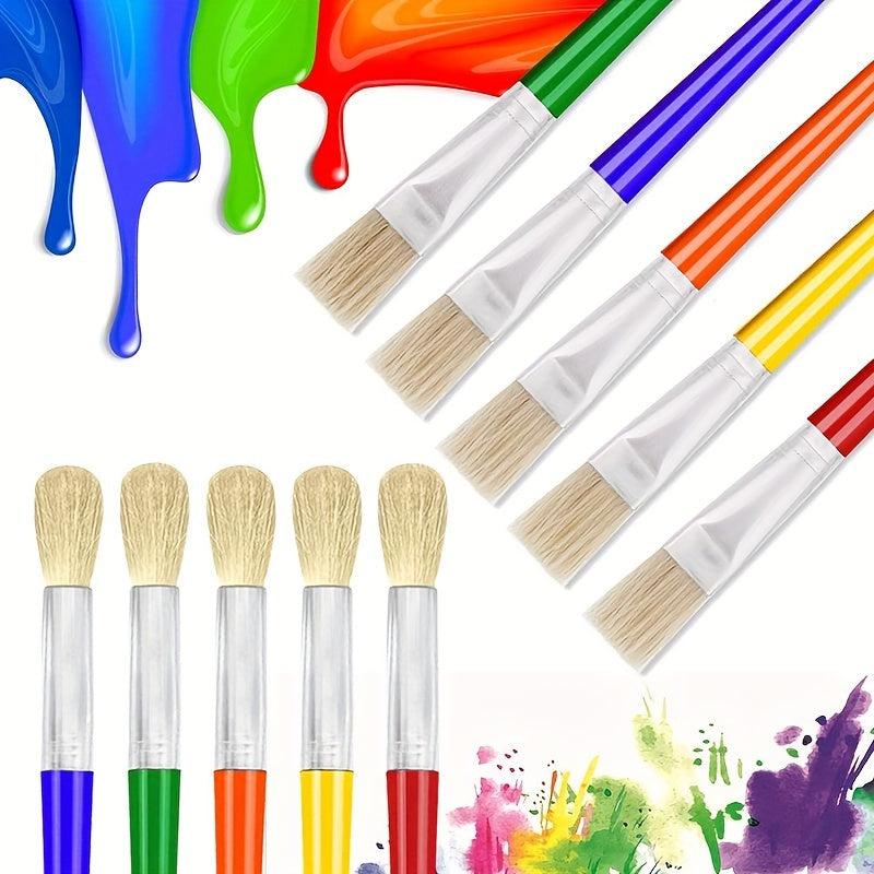 8pcs Large Round & Flat Preschool Paint Brushes for Washable & Acrylic Paint