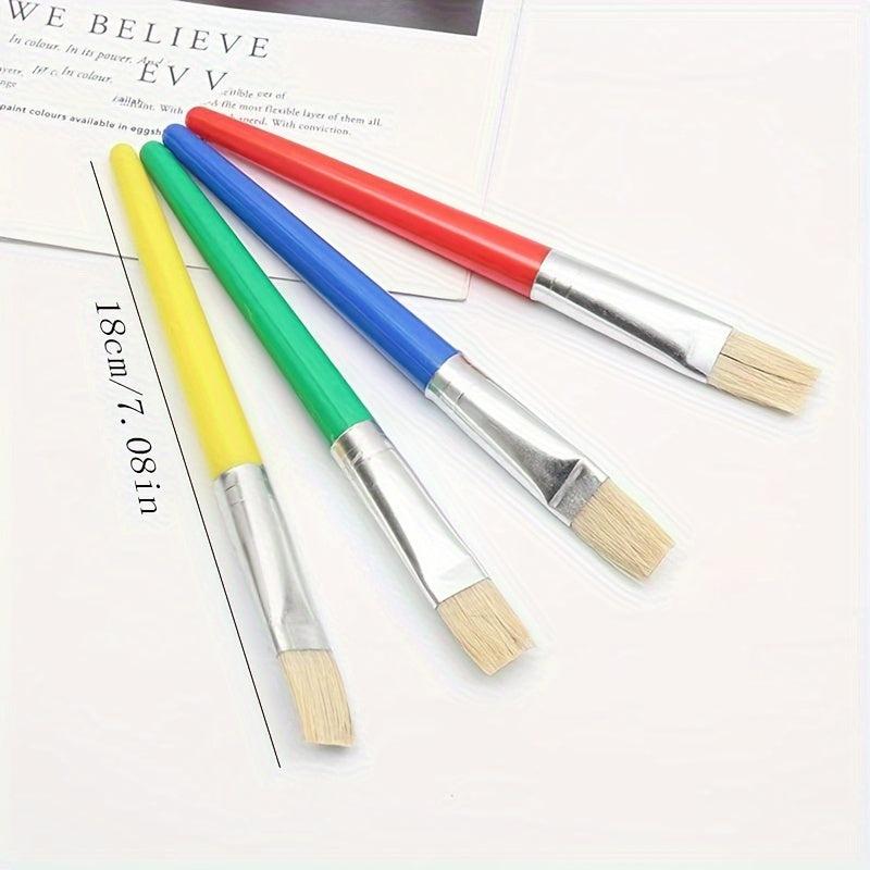 8pcs Large Round & Flat Preschool Paint Brushes for Washable & Acrylic Paint