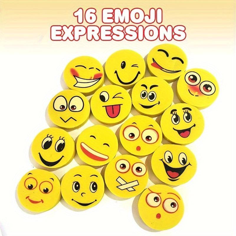 10pcs Happy Face Pencil Erasers School Supplies Teacher Rewards