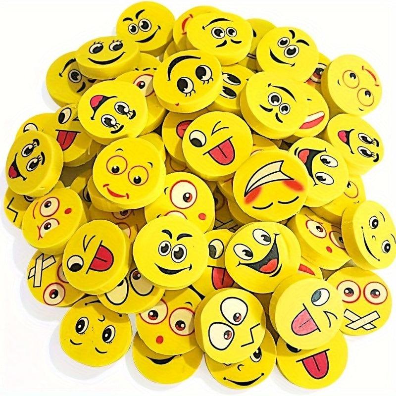 10pcs Happy Face Pencil Erasers School Supplies Teacher Rewards