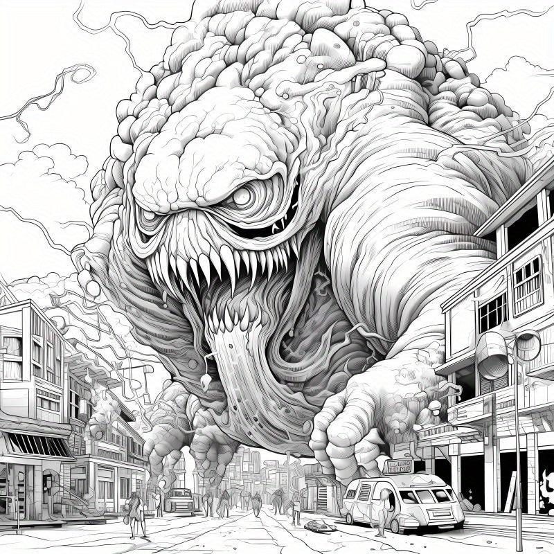 40pcs Pictures 20pcs Thickened Paper Horror Monster Coloring Book