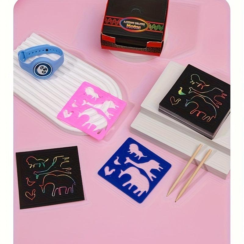 200pcs Rainbow Magic Scratch Paper Craft Kit