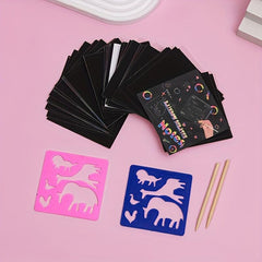 200pcs Rainbow Magic Scratch Paper Craft Kit