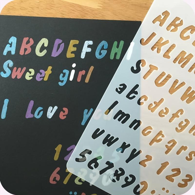 4pcs Alphanumeric Drawing Template Set for Bullet Diary Scrapbooks DIY Projects