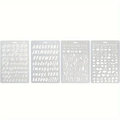4pcs Alphanumeric Drawing Template Set for Bullet Diary Scrapbooks DIY Projects