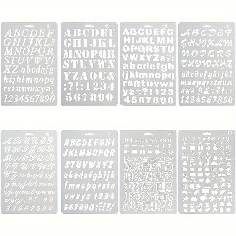 4pcs Alphanumeric Drawing Template Set for Bullet Diary Scrapbooks DIY Projects