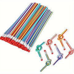25pcs Straight Pattern Elastic Soft Pencil with Eraser