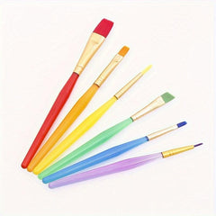 6pcs Rainbow Rod Nylon Brush Painting Brush Art Supplies
