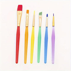 6pcs Rainbow Rod Nylon Brush Painting Brush Art Supplies