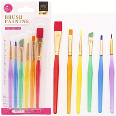 6pcs Rainbow Rod Nylon Brush Painting Brush Art Supplies