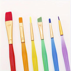 6pcs Rainbow Rod Nylon Brush Painting Brush Art Supplies