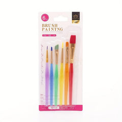 6pcs Rainbow Rod Nylon Brush Painting Brush Art Supplies