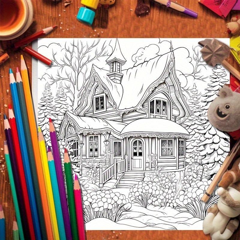 22pcs Thickened Paper Snow And Ice Coloring Book for Christmas Party Gift