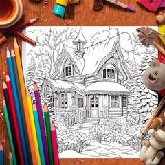 22pcs Thickened Paper Snow And Ice Coloring Book for Christmas Party Gift