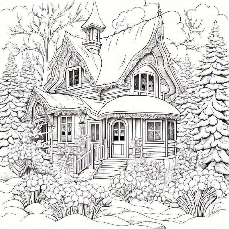 22pcs Thickened Paper Snow And Ice Coloring Book for Christmas Party Gift