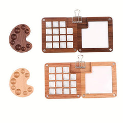 Wooden Watercolor Palette Box 15 Grids Magnetic Cap