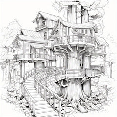 22pcs Thickened Paper Dream Tree House Coloring Book - Christmas Party Gift