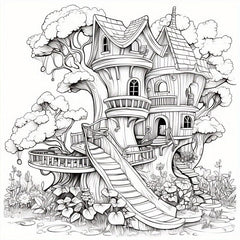 22pcs Thickened Paper Dream Tree House Coloring Book - Christmas Party Gift