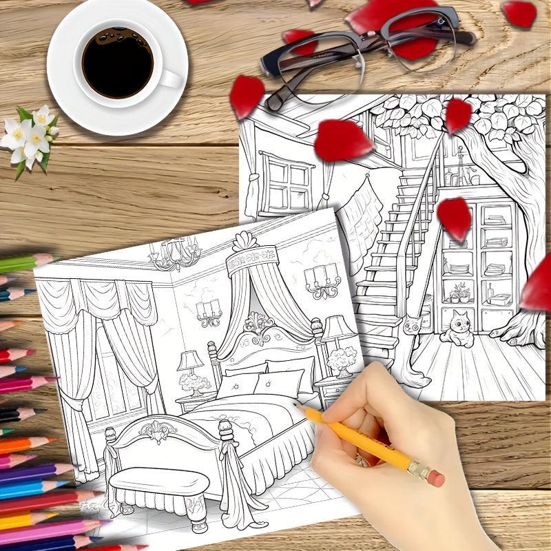 22pcs Thickened Paper Dream Tree House Coloring Book - Christmas Party Gift