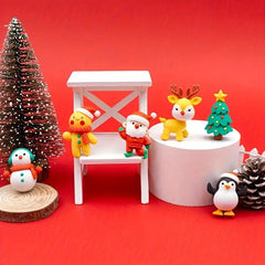 6pcs Christmas Theme Rubber Erasers Assembleable Decorations